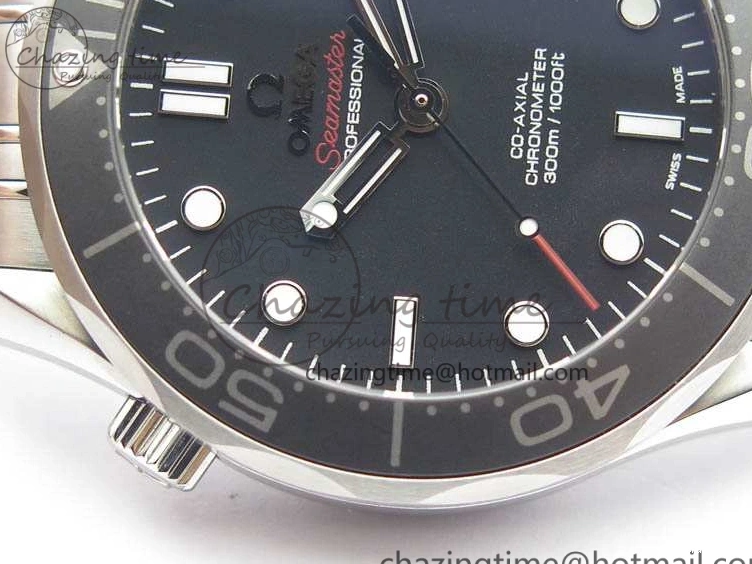 0816 Flexible Seamaster 300M SS OMF 1:1 Best Edition Black Dial Matt Black Ceramic Bezel On SS Bracelet A 8147